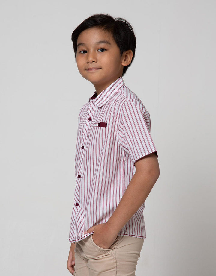 Little M Short Sleeve Shirt Vertical Stripe