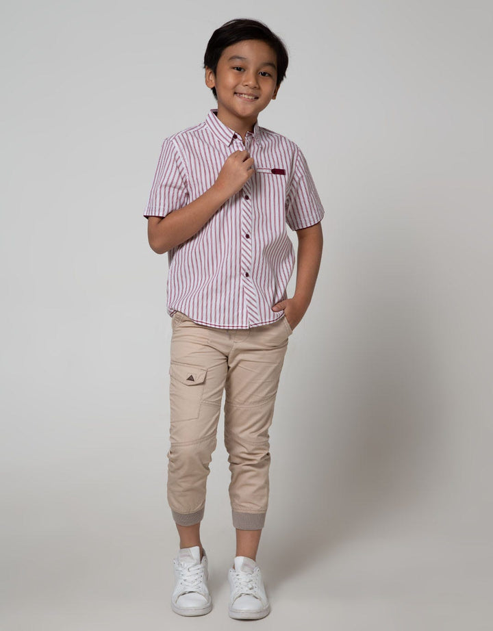 Little M Short Sleeve Shirt Vertical Stripe