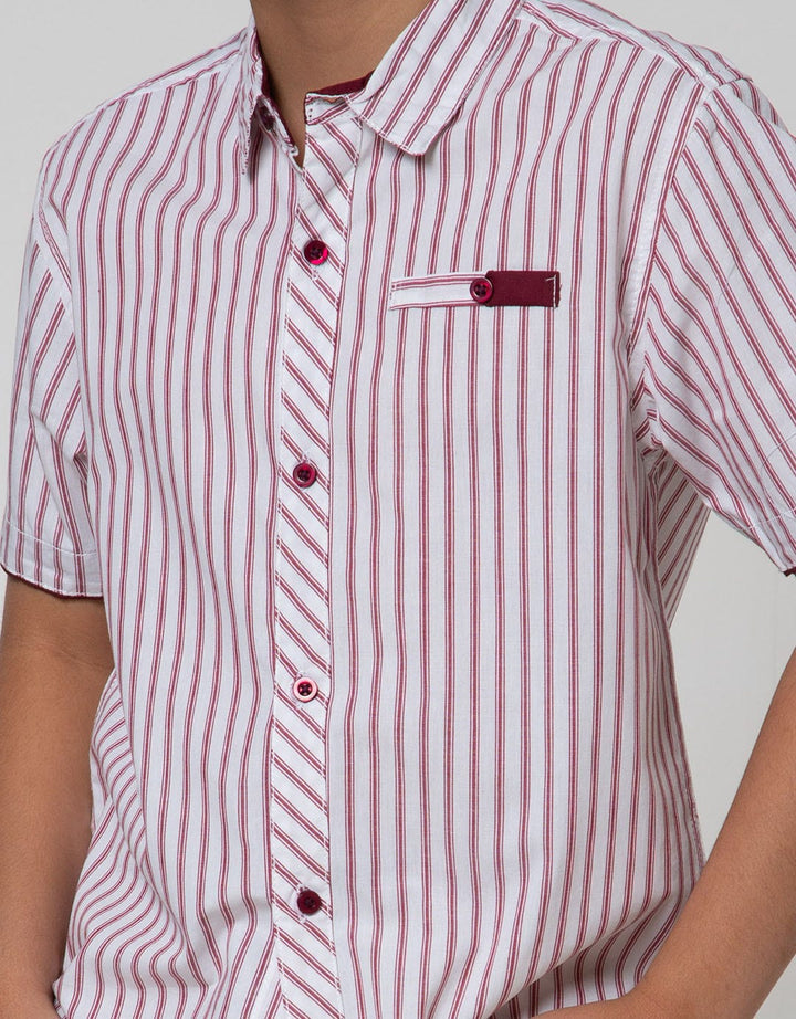 Little M Short Sleeve Shirt Vertical Stripe