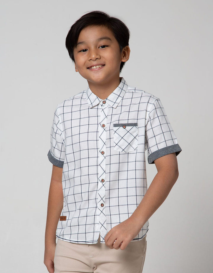 Little M Short Sleeve Shirt Kotak-Kotak