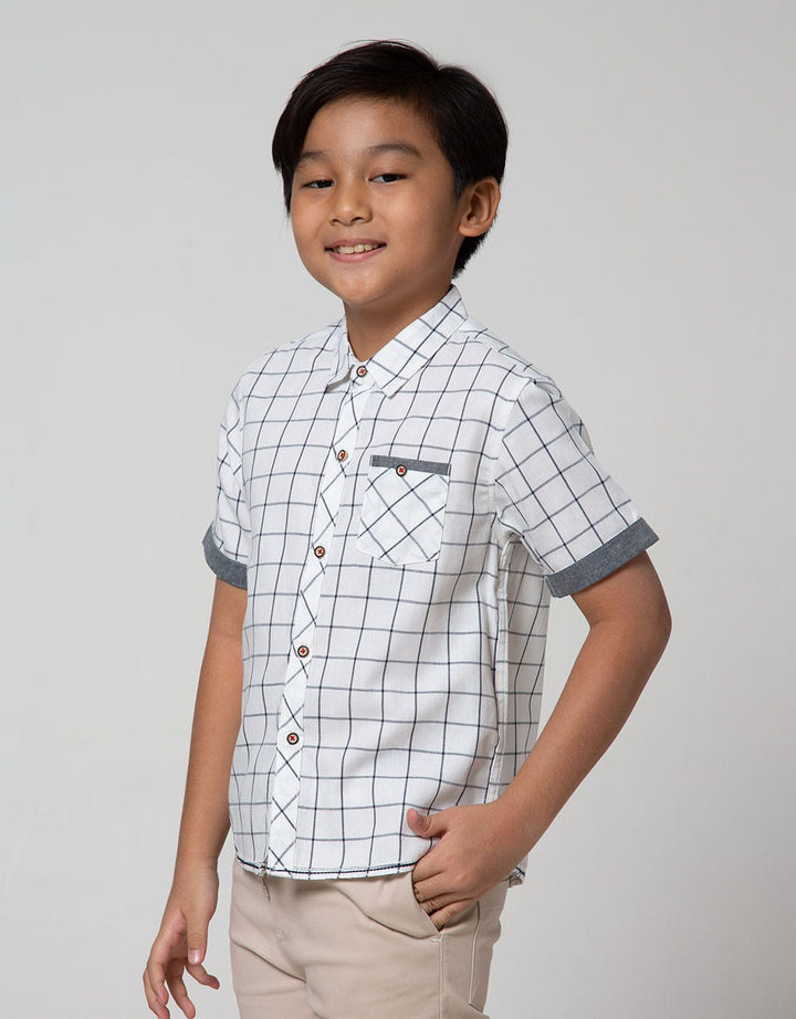 Little M Short Sleeve Shirt Kotak-Kotak
