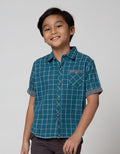 Little M Short Sleeve Casual Shirt with Checkered Motif