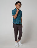 Little M Short Sleeve Casual Shirt with Checkered Motif