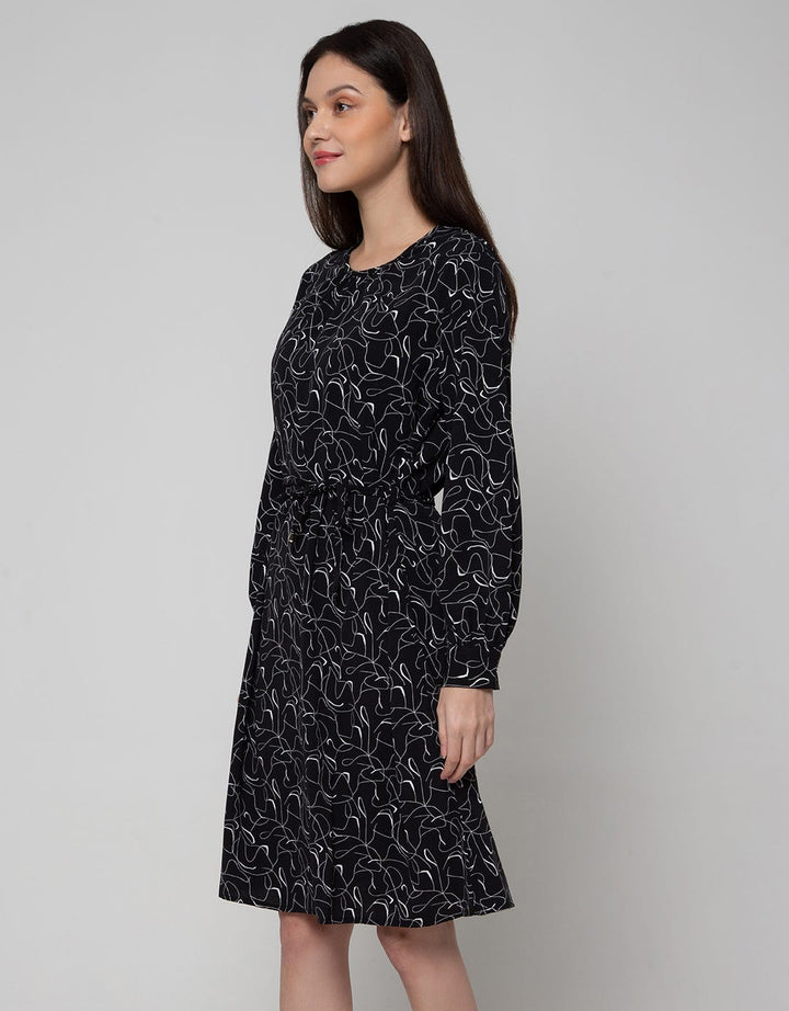 Connexion Long Sleeve Midi Dress Printed Shift