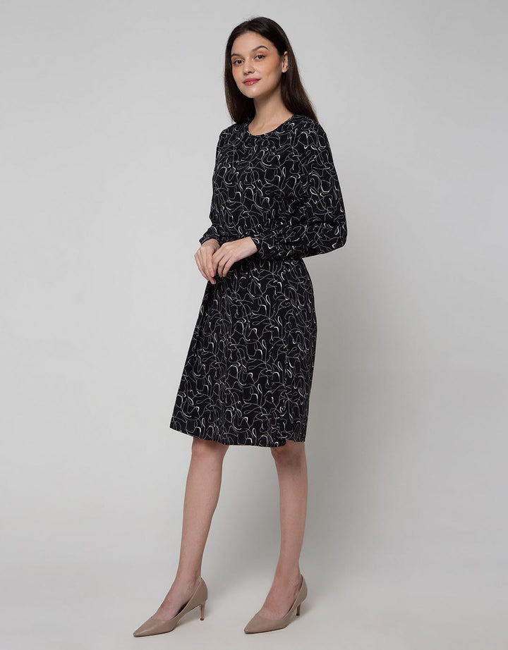 Connexion Long Sleeve Midi Dress Printed Shift