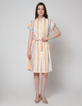 Connexion Short Sleeve Midi Dress Strpies Vertical