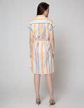 Connexion Short Sleeve Midi Dress Strpies Vertical