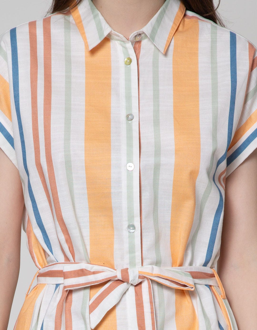 Connexion Short Sleeve Midi Dress Strpies Vertical