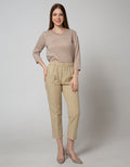 Connexion Long Pants Linen Full Elastic With Pinstitch