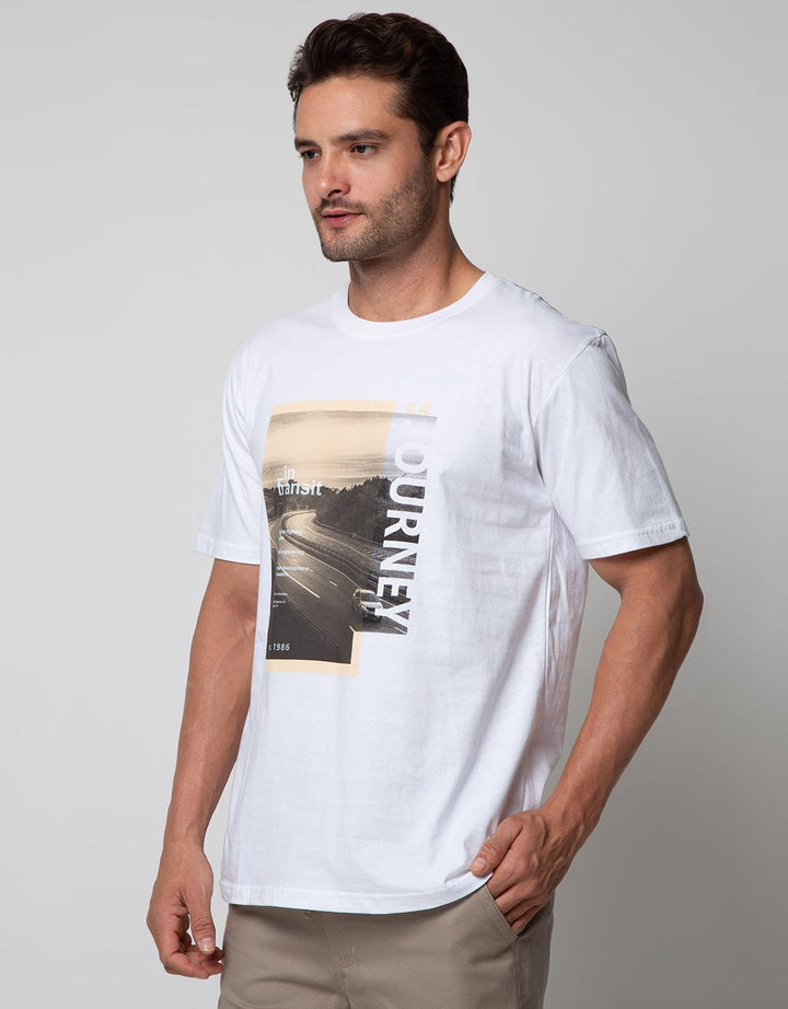 T Zone Short Sleeve T-Shirt Print Photoprint Monochrome Journey