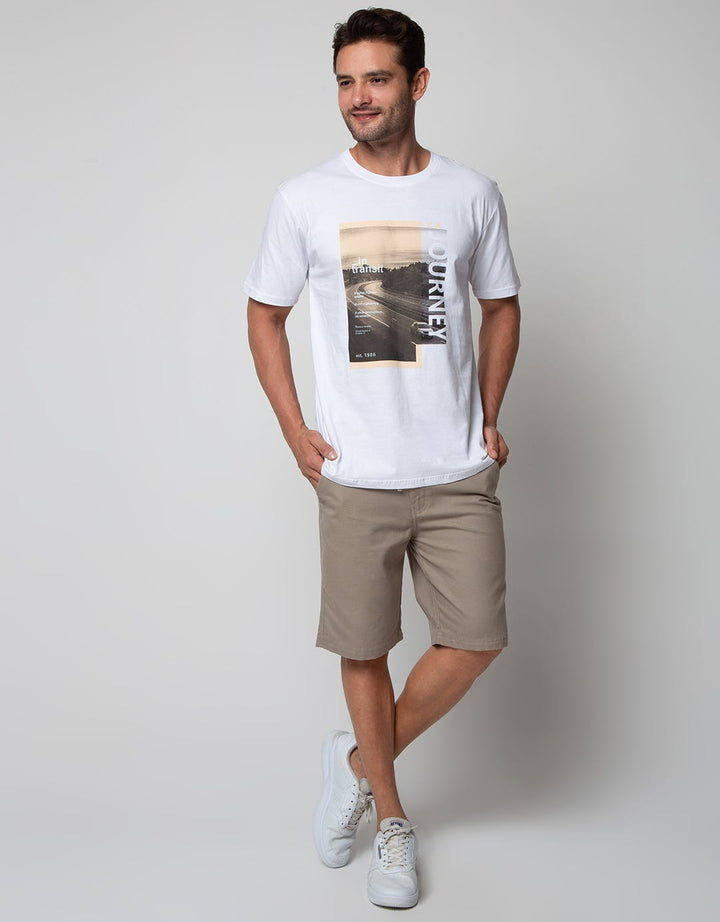 T Zone Short Sleeve T-Shirt Print Photoprint Monochrome Journey