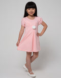 Little M Short Sleeve Midi Dress Pom2 Bordir 3D Telinga Kucing