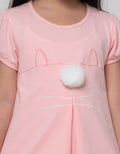 Little M Short Sleeve Midi Dress Pom2 Bordir 3D Telinga Kucing