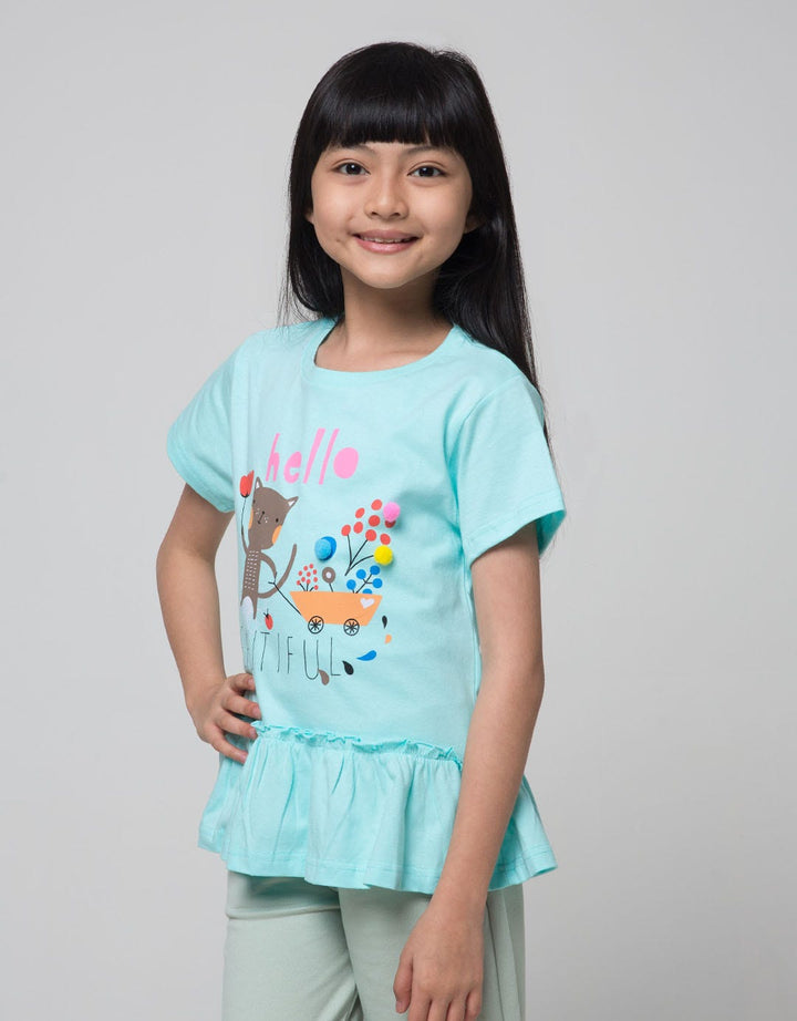 Little M Cat Bottom Ruffle T-Shirt