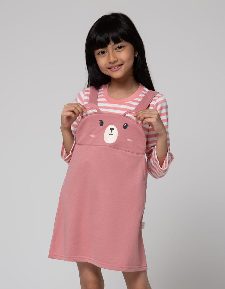 Little M Overall Bear Dress Anak Perempuan