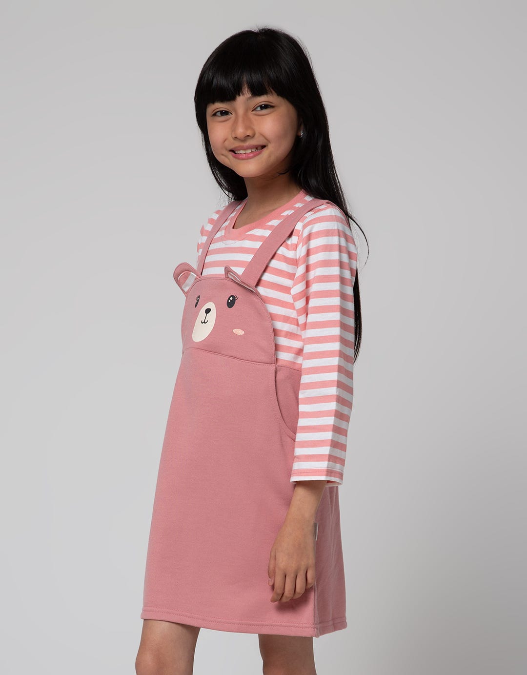 Little M Overall Bear Dress Anak Perempuan
