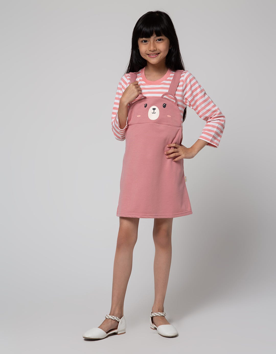Little M Overall Bear Dress Anak Perempuan