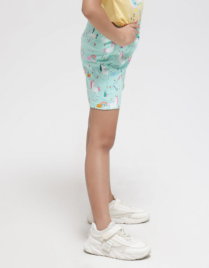 Little M Short Pants Full Print Unicorn Flowers