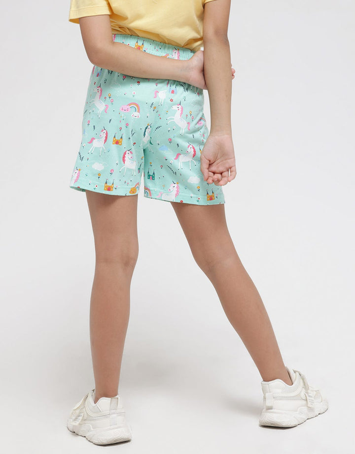Little M Short Pants Full Print Unicorn Flowers