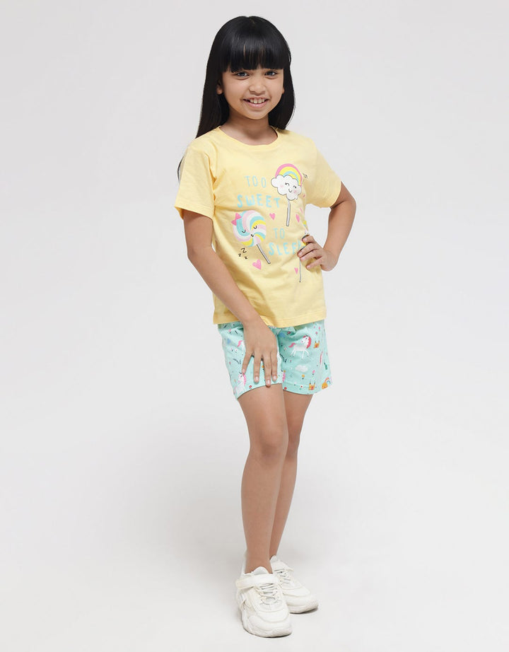 Little M Short Pants Full Print Unicorn Flowers