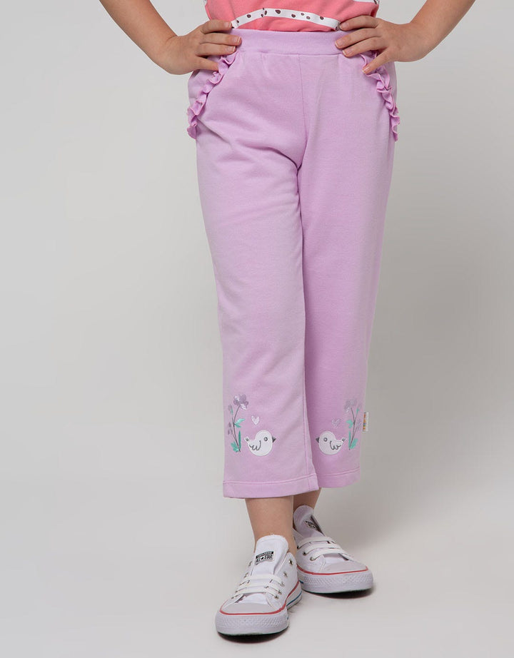 Little M Long Pants Knit Ruffle Lovely Bunny Pockets