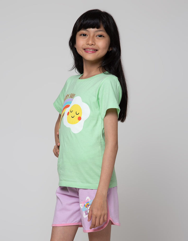 Little M Short Sleeve T-Shirt Print Food Wording Rainbow Egg Happy Day