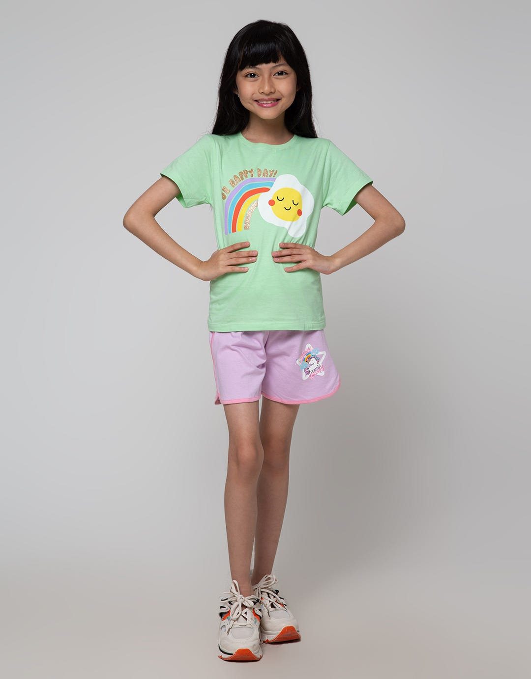 Little M Short Sleeve T-Shirt Print Food Wording Rainbow Egg Happy Day