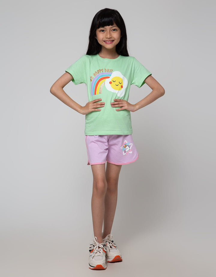 Little M Short Sleeve T-Shirt Print Food Wording Rainbow Egg Happy Day