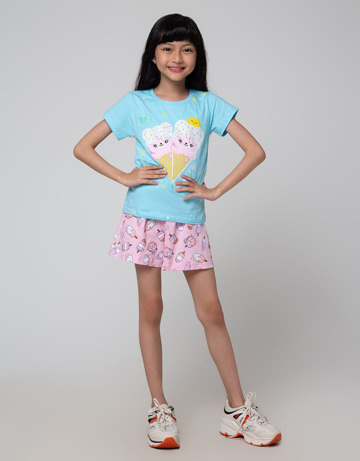 Little M Short Sleeve T-Shirt Print Food Wording Ice Cream Be Funny