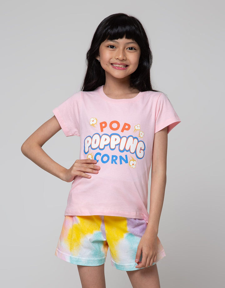 Little M Short Sleeve T-Shirt Print Food Wording Pop Popping Corn