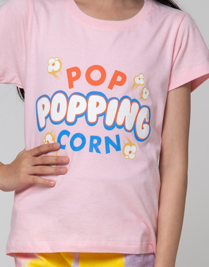 Little M Short Sleeve T-Shirt Print Food Wording Pop Popping Corn