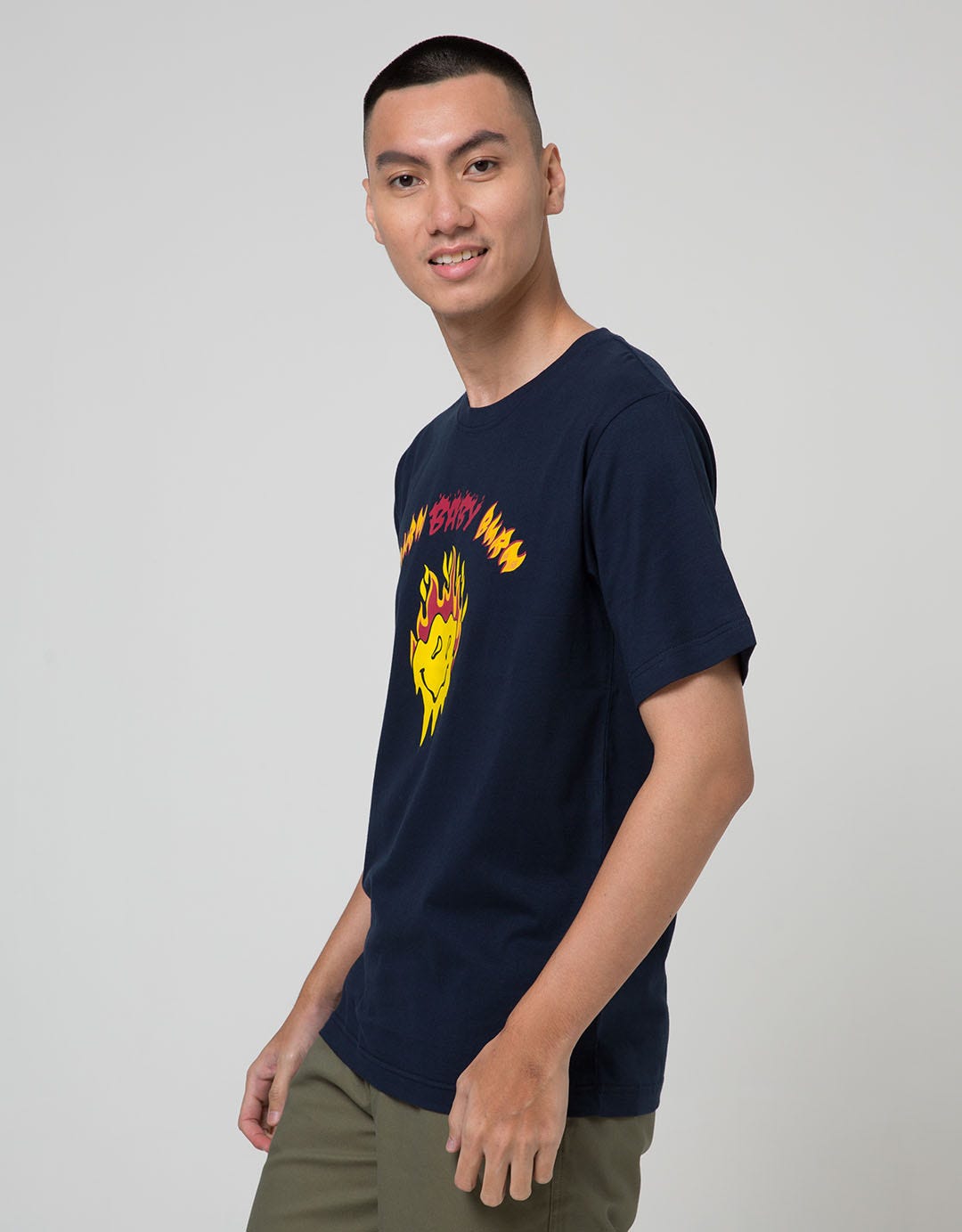 T Zone Short Sleeve T-Shirt Print Theme Emoji Spoof Burn Baby Bur