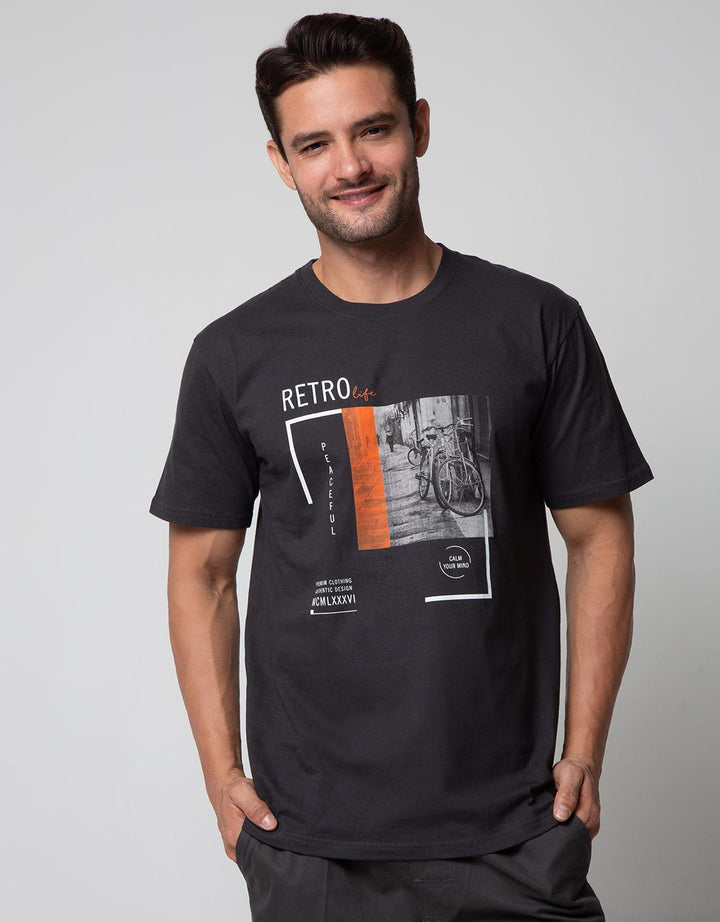 T Zone Short Sleeve T-Shirt Print Photoprint Monochrome Retro