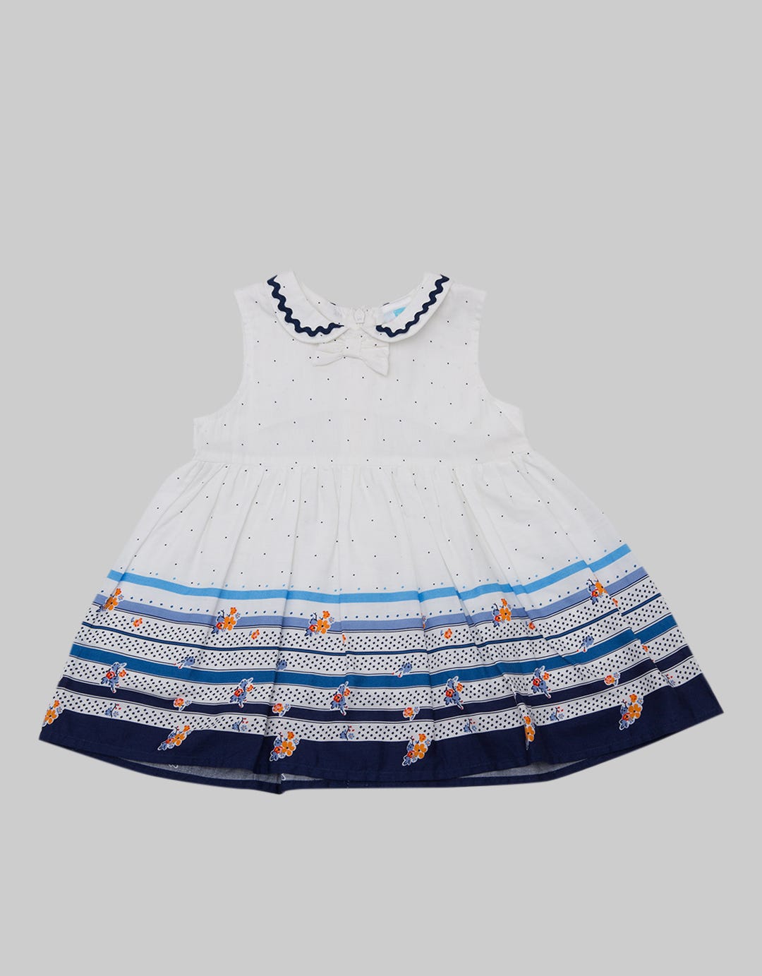 Pipiniko Short Sleeve Midi Dress Border Stripe Woven