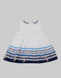 Pipiniko Short Sleeve Midi Dress Border Stripe Woven
