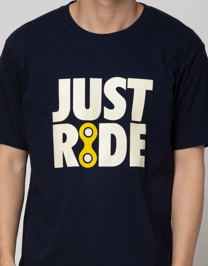 T Zone Short Sleeve T-Shirt Big Size Print Just Ride