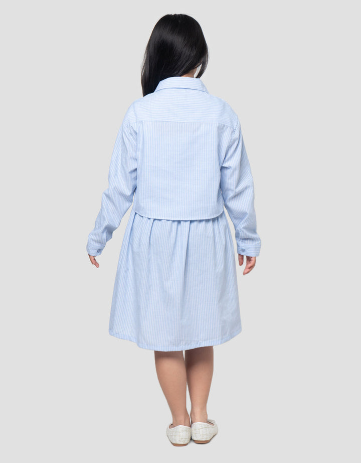 Nevada Woven 2In1 With Shirt Stripe Midi Dress Anak Perempuan