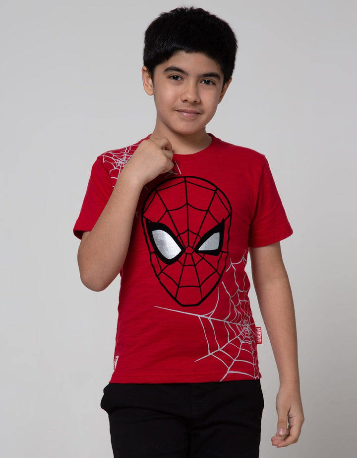 Marvel Spiderman Face Jaring Slub T-Shirt