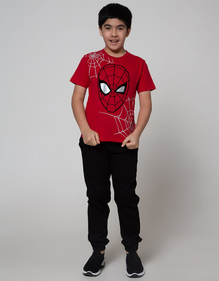 Marvel Spiderman Face Jaring Slub T-Shirt
