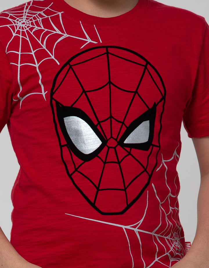 Marvel Spiderman Face Jaring Slub T-Shirt