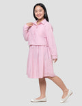 Nevada Woven 2In1 With Shirt Stripe Motif Midi Dress Anak Perempuan