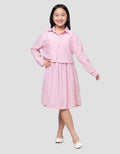 Nevada Woven 2In1 With Shirt Stripe Motif Midi Dress Anak Perempuan