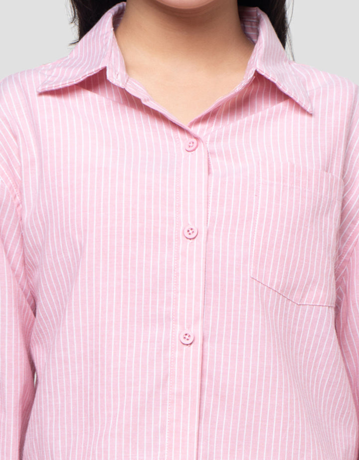 Nevada Woven 2In1 With Shirt Stripe Motif Midi Dress Anak Perempuan