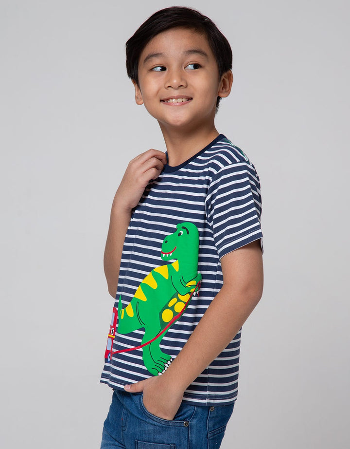 Little M Stripe Dino Boys T-Shirt