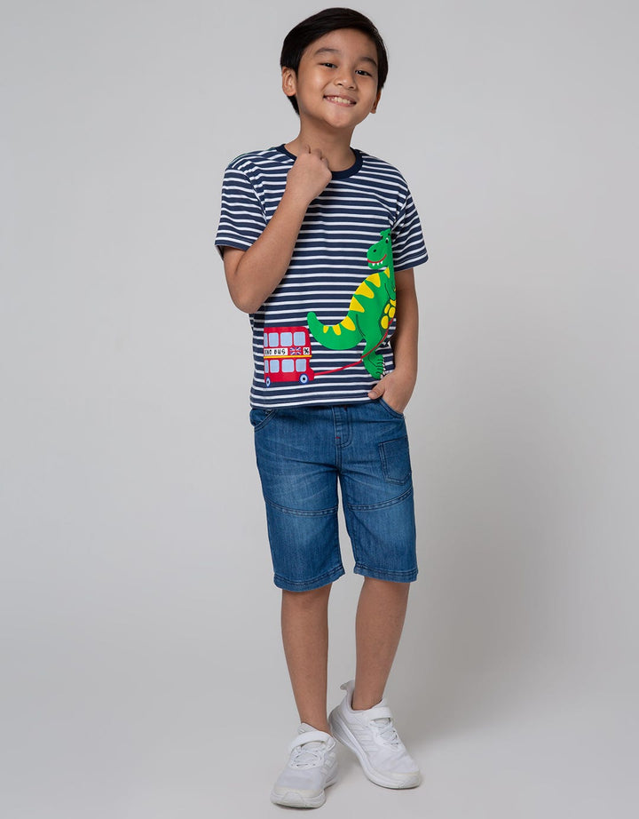 Little M Stripe Dino Boys T-Shirt