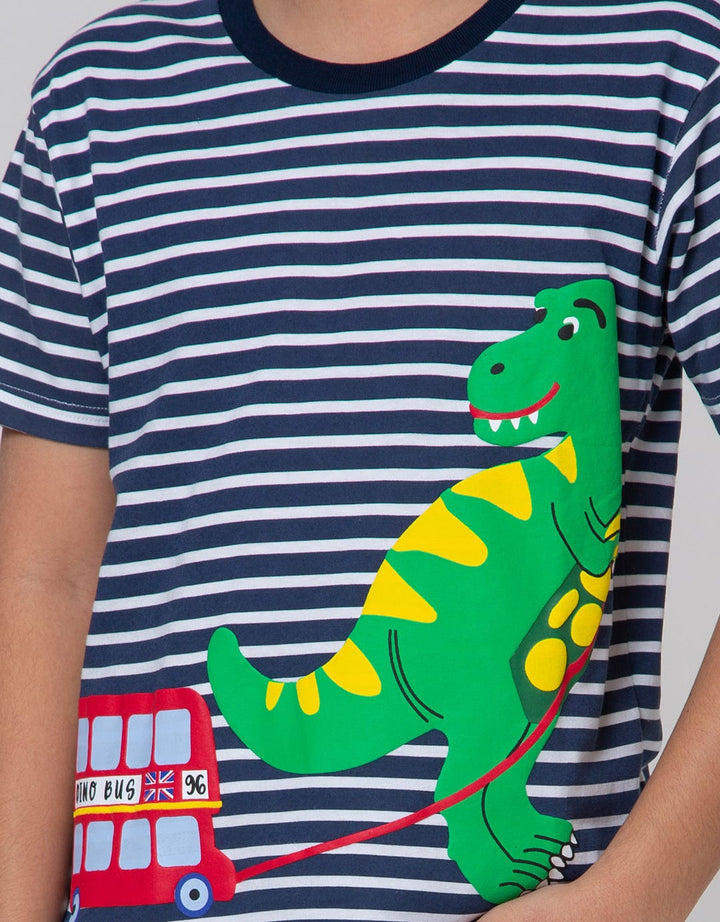 Little M Stripe Dino Boys T-Shirt