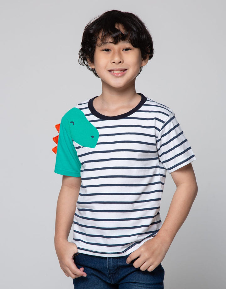 Little M Short Sleeve T-Shirt Stripe Dino Cucuk