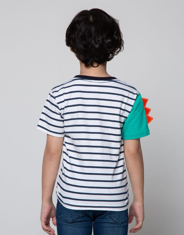 Little M Short Sleeve T-Shirt Stripe Dino Cucuk