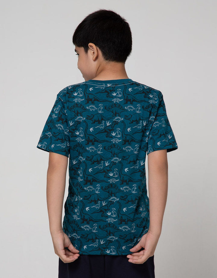 Aero Short Sleeve T-Shirt Print Teal Dino