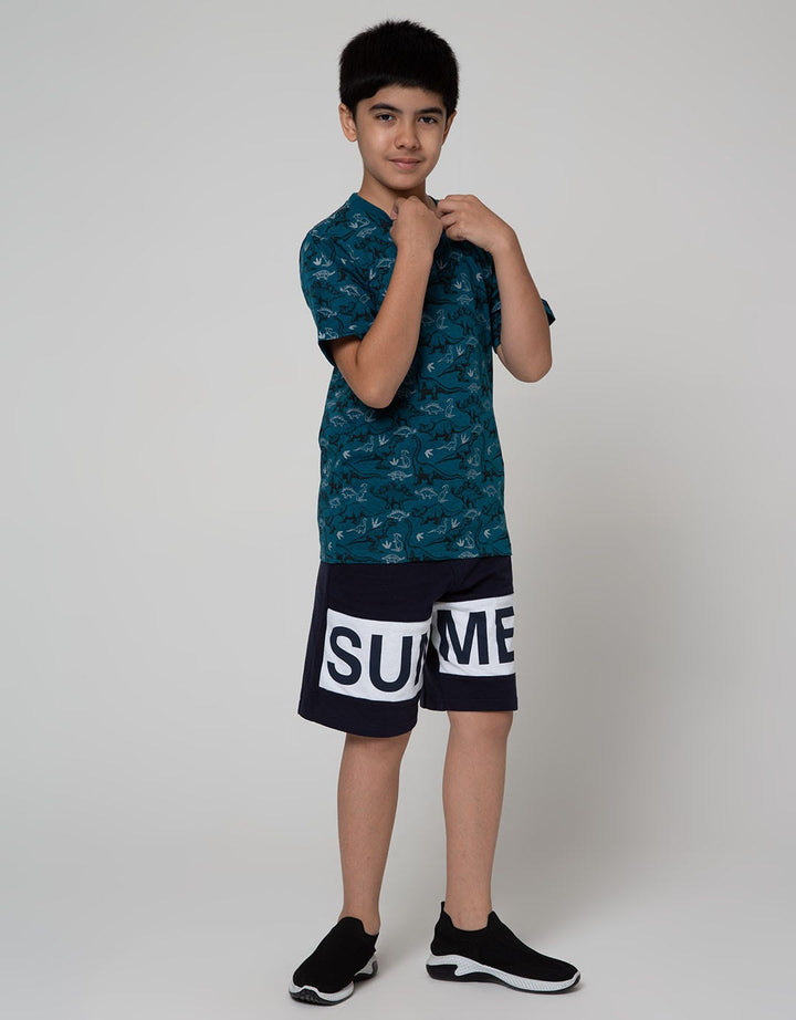 Aero Short Sleeve T-Shirt Print Teal Dino